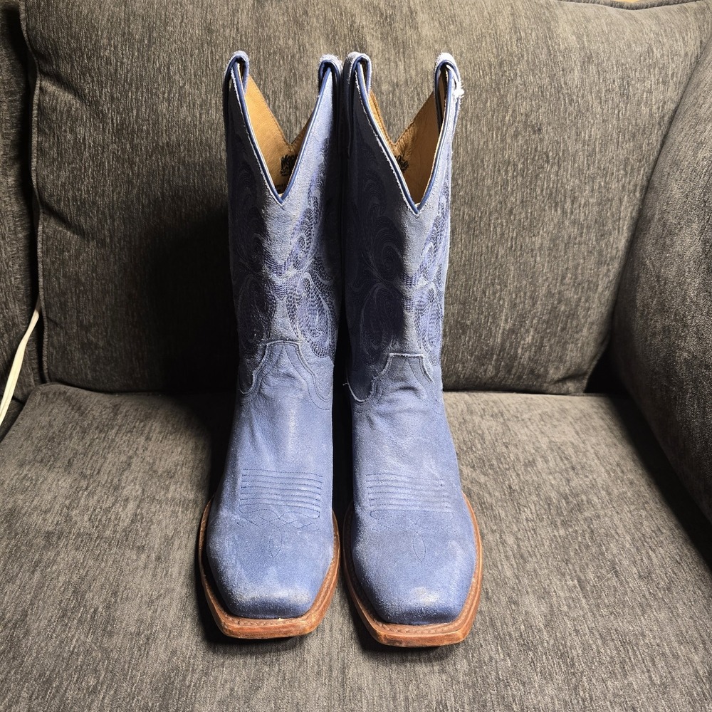 Moonshine Spirit Men's Gunsmoke Western Boots - Blue Suede 10.5